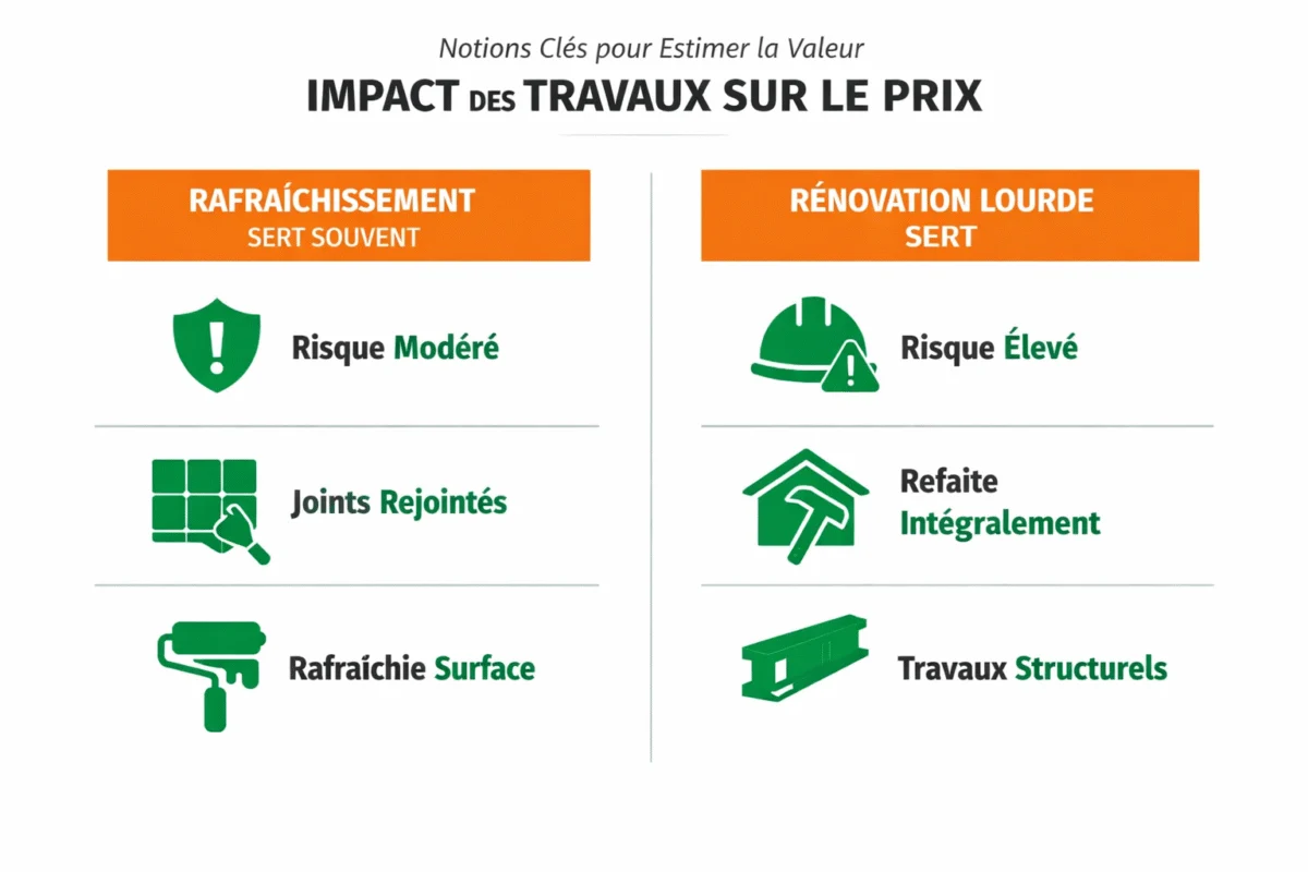 Notions clés pour estimer la valeur impact travaux sur prix — Notions clés pour estimer la valeur